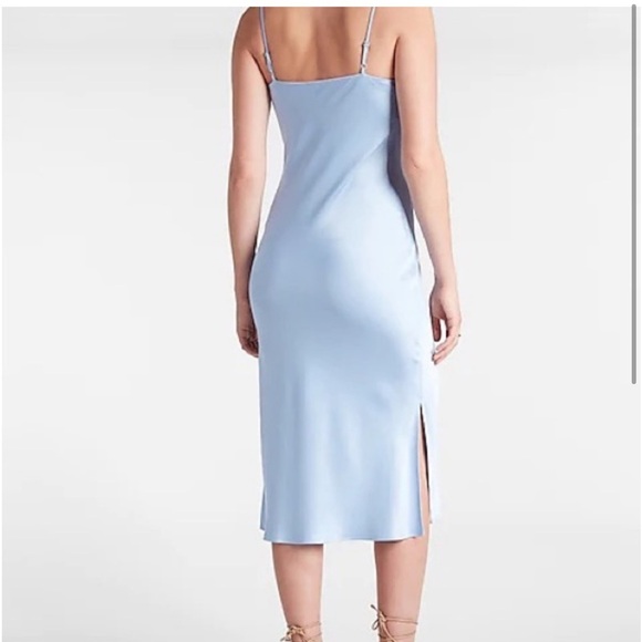 Express nwt baby blue satin midi dress - Picture 3 of 5